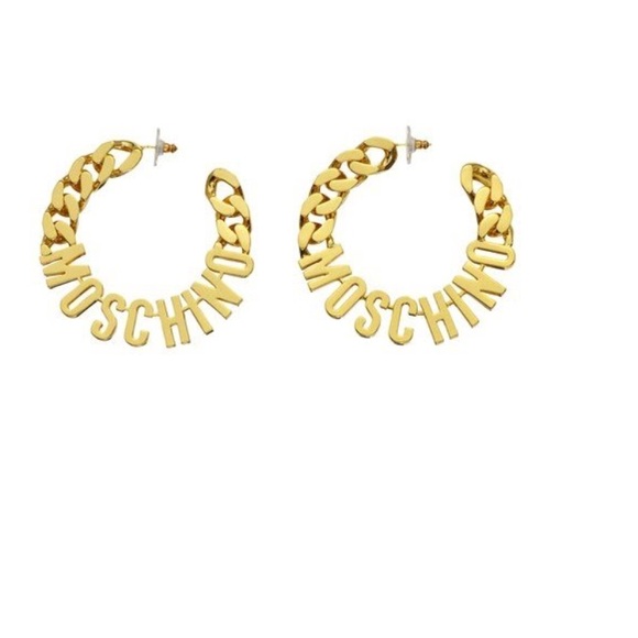 Moschino Jewelry - Moschino gold plate Logo hoops
